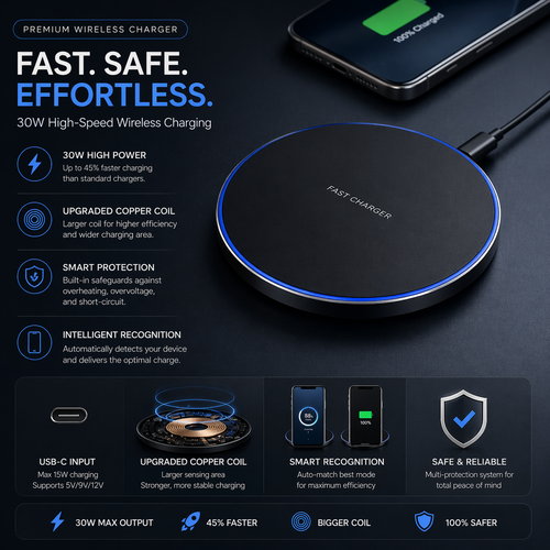 Dragon W9 30W Wireless Charging Pad