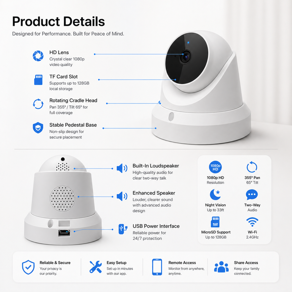 IP WiFi Camera Baby Monitor Home Security Camera