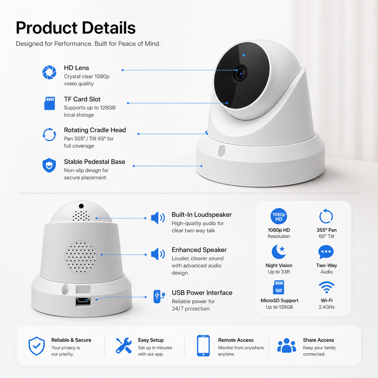 IP WiFi Camera Baby Monitor Home Security Camera