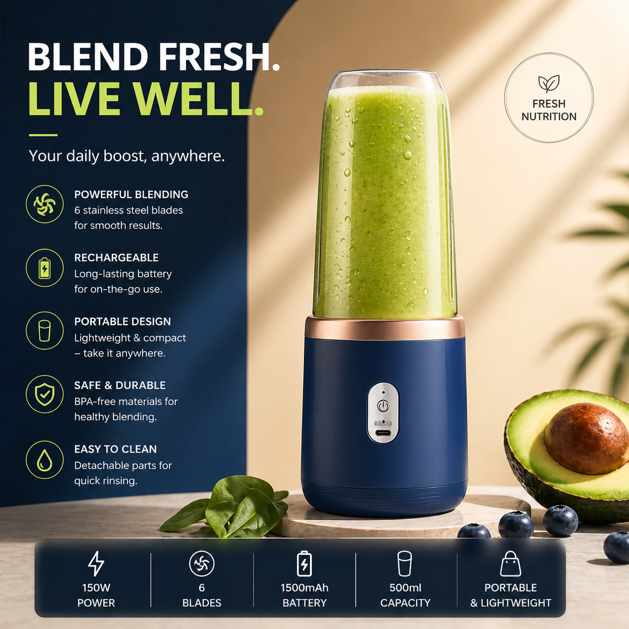 High Quality Twin Gear Portable Juice Blender